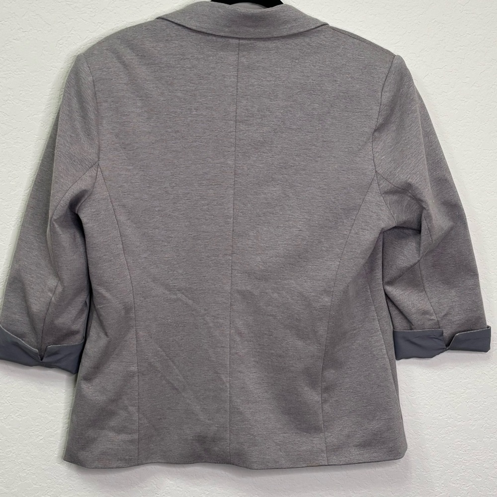NICOLE MILLER Grey Blazer 3/4 Sleeves Lined Neutral Blazer Size Large - Picture 7 of 11